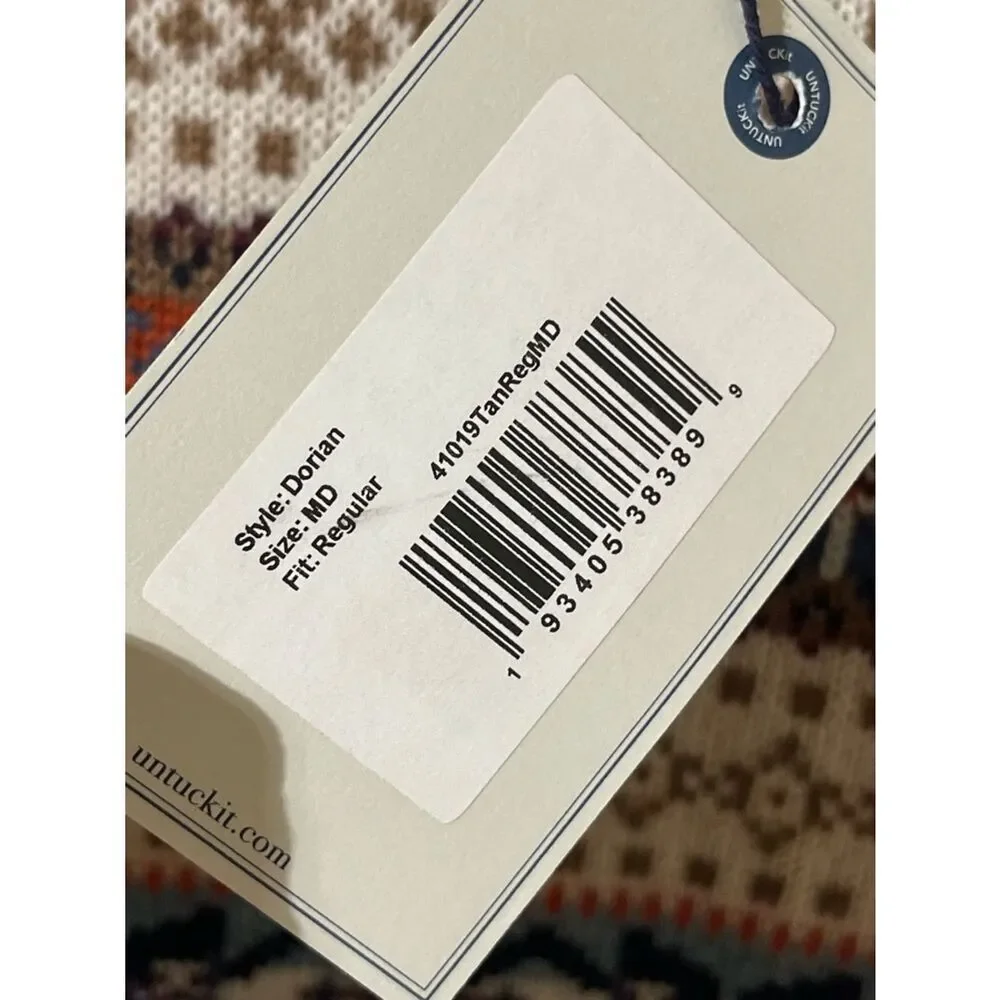 UNTUCKit Men's Fair Isle Crewneck Sweater in Cream, Navy & Rust